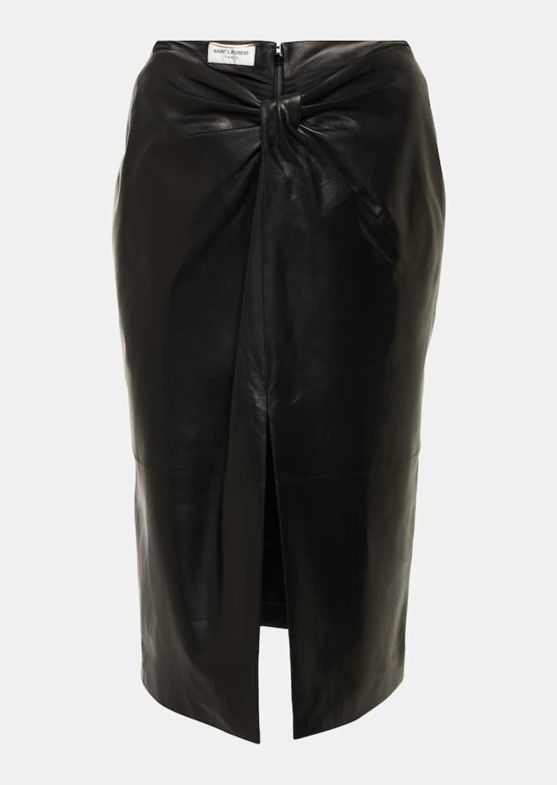 Saint Laurent Gathered leather pencil skirt