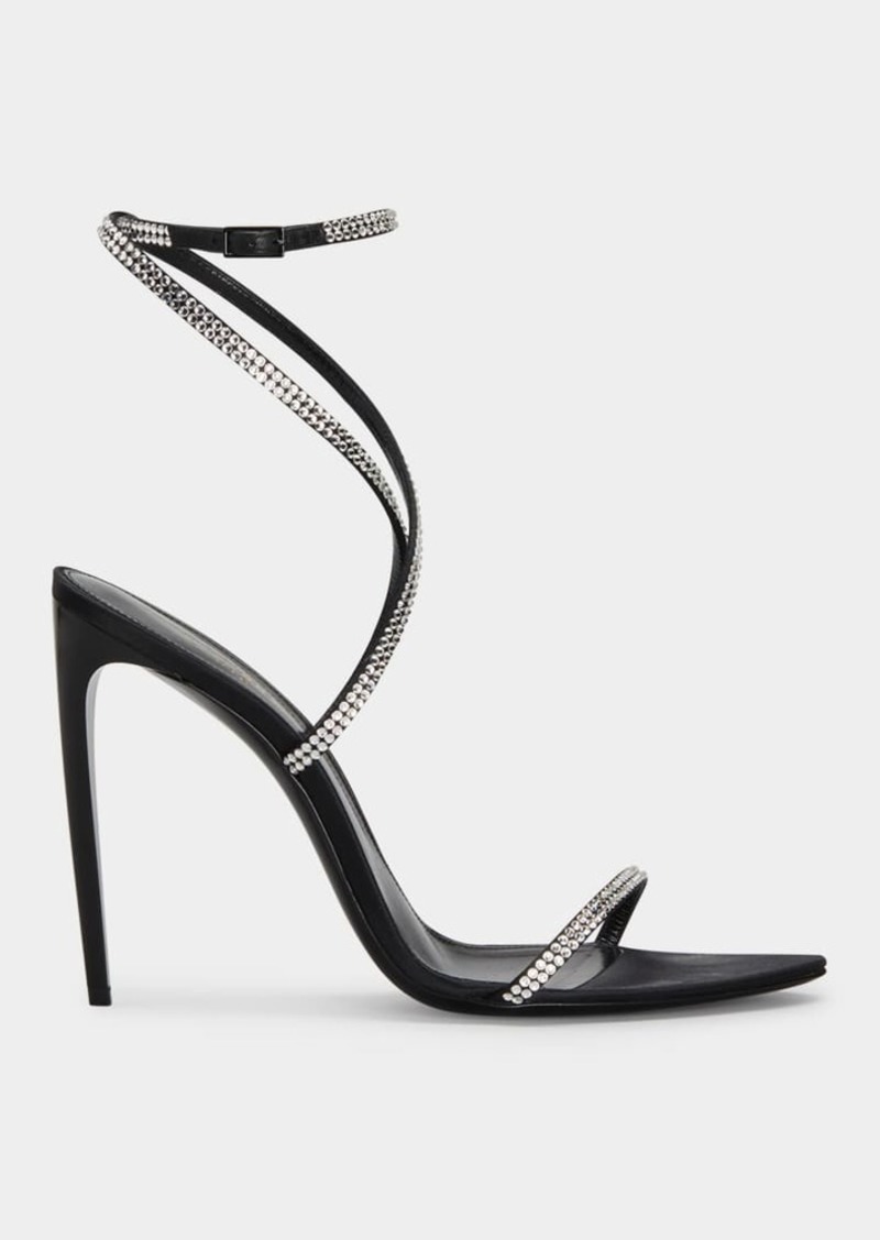 Saint Laurent Gippy Crystal Ankle-Strap Sandals