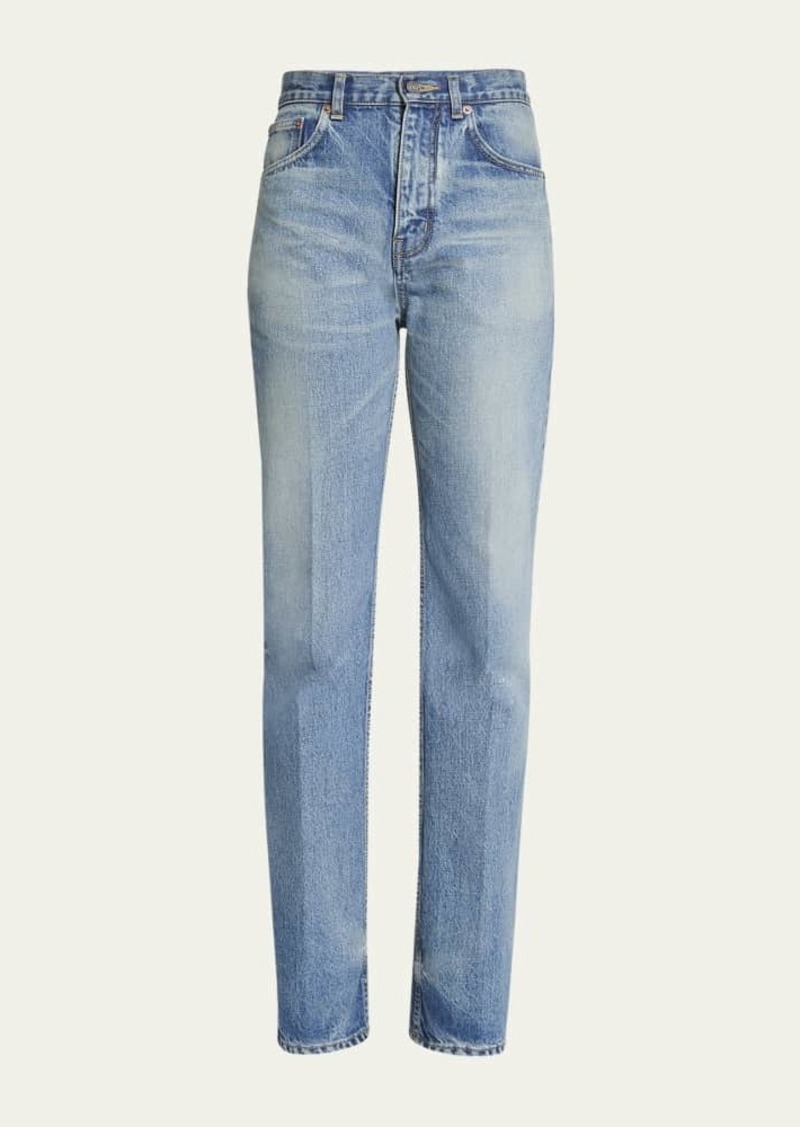 Saint Laurent High Waisted Straight Leg Denim Pants