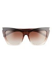 Saint Laurent Kate 55mm Cat Eye Sunglasses in Brown/Brown Gradient at Nordstrom