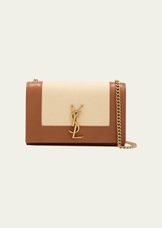 Saint Laurent Kate Small YSL Wallet on Chain in Linen and Leather