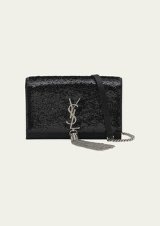 Saint Laurent Kate Mini Tassel YSL Wallet on Chain in Sequins