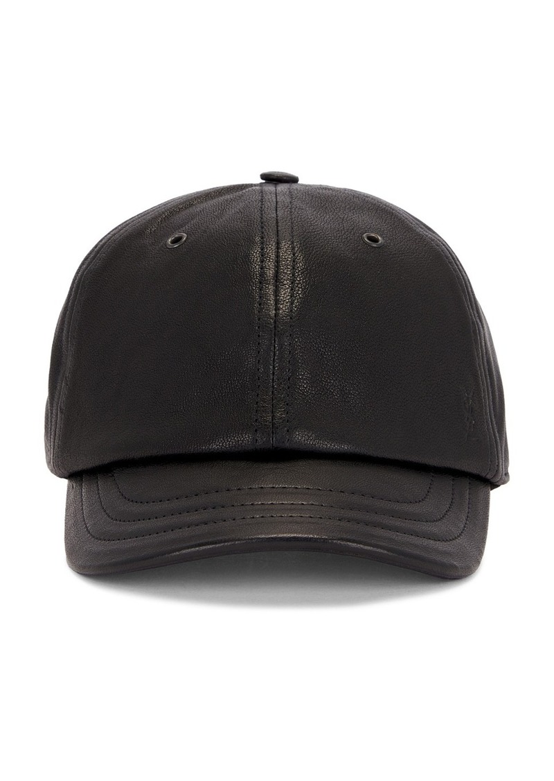 Saint Laurent Leather Cap With Small Visor