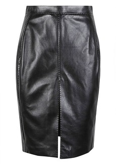 SAINT LAURENT Leather midi skirt