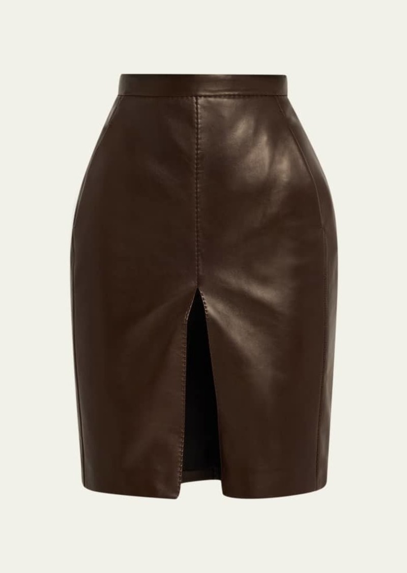 Saint Laurent Leather Pencil Mini Skirt