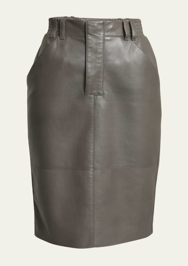 Saint Laurent Leather Pencil Skirt with Patch Pockets