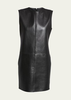 Saint Laurent Leather Shift Mini Dress
