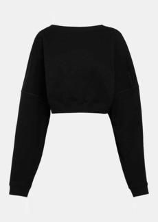 Saint Laurent Logo embroidered cropped cotton sweatshirt