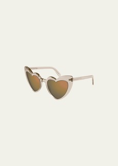 Saint Laurent Logo Heart-Shaped Acetate Sunglasses