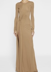 Saint Laurent Long Sleeve Gown w/ Knot Detail