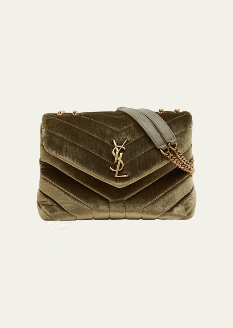 Saint Laurent Loulou Small YSL Shoulder Bag in Quilted Velvet