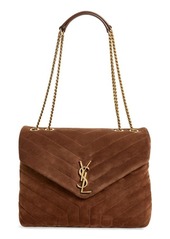 Saint Laurent Medium Lou Matelassé Suede Shoulder Bag