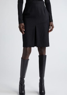 Saint Laurent Metallic Pinstripe Wool Blend Skirt
