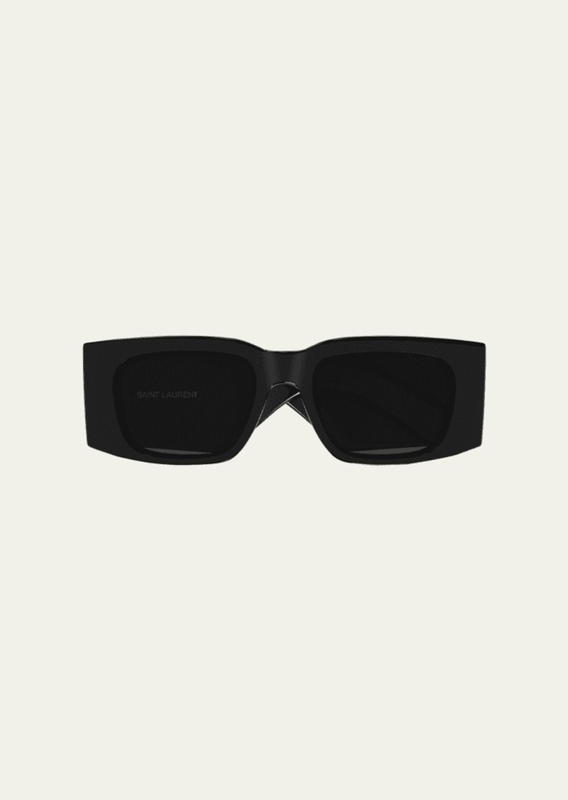 Saint Laurent Micro-Logo Acetate Rectangle Sunglasses