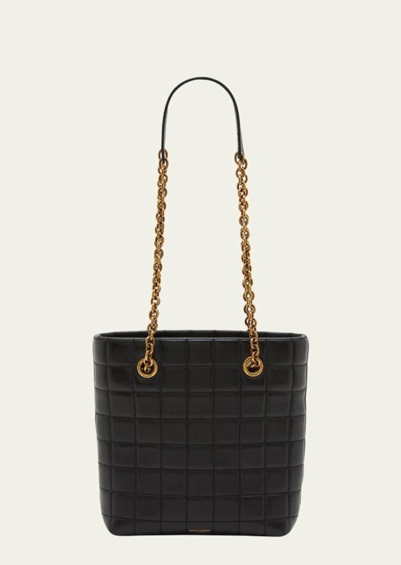 Saint Laurent Mini North-South Tote Bag in Quilted Smooth Leather