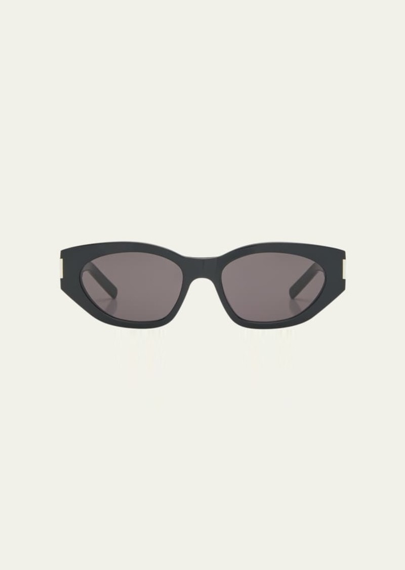 Saint Laurent Monochrome Acetate & Metal Cat-Eye Sunglasses