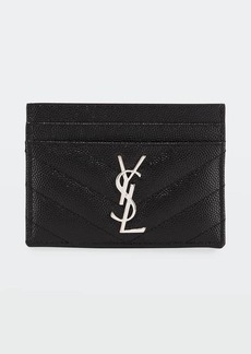 Saint Laurent YSL Monogram Card Case in Grained Leather