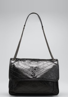 Saint Laurent Niki Large Flap YSL Shoulder Bag in Crinkled Leather
