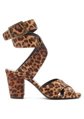 Saint Laurent Oak leopard-print calf-hair sandals