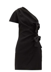 Saint Laurent One-shoulder bow-tied satin mini dress