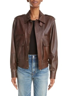 Saint Laurent Oversize Leather Bomber Jacket