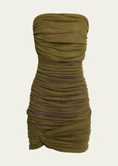 Saint Laurent Ruched Strapless Mini Dress