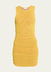 Saint Laurent Ruched Tulle Sleeveless Mini Dress