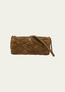 Saint Laurent Sade Small YSL Tube Shoulder Bag in Quilted Suede