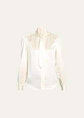 Saint Laurent Scarf-Neck Button Down Silk Blouse