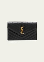 Saint Laurent YSL Monogram Small Wallet on Chain in Grained Leather