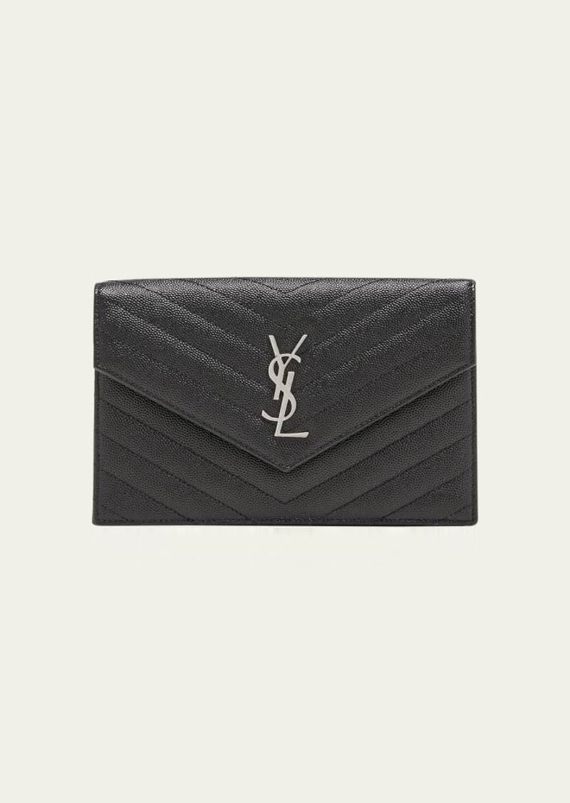 Saint Laurent Small YSL Envelope Leather Wallet on Chain