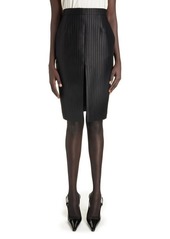 Saint Laurent Stripe Wool & Silk Skirt