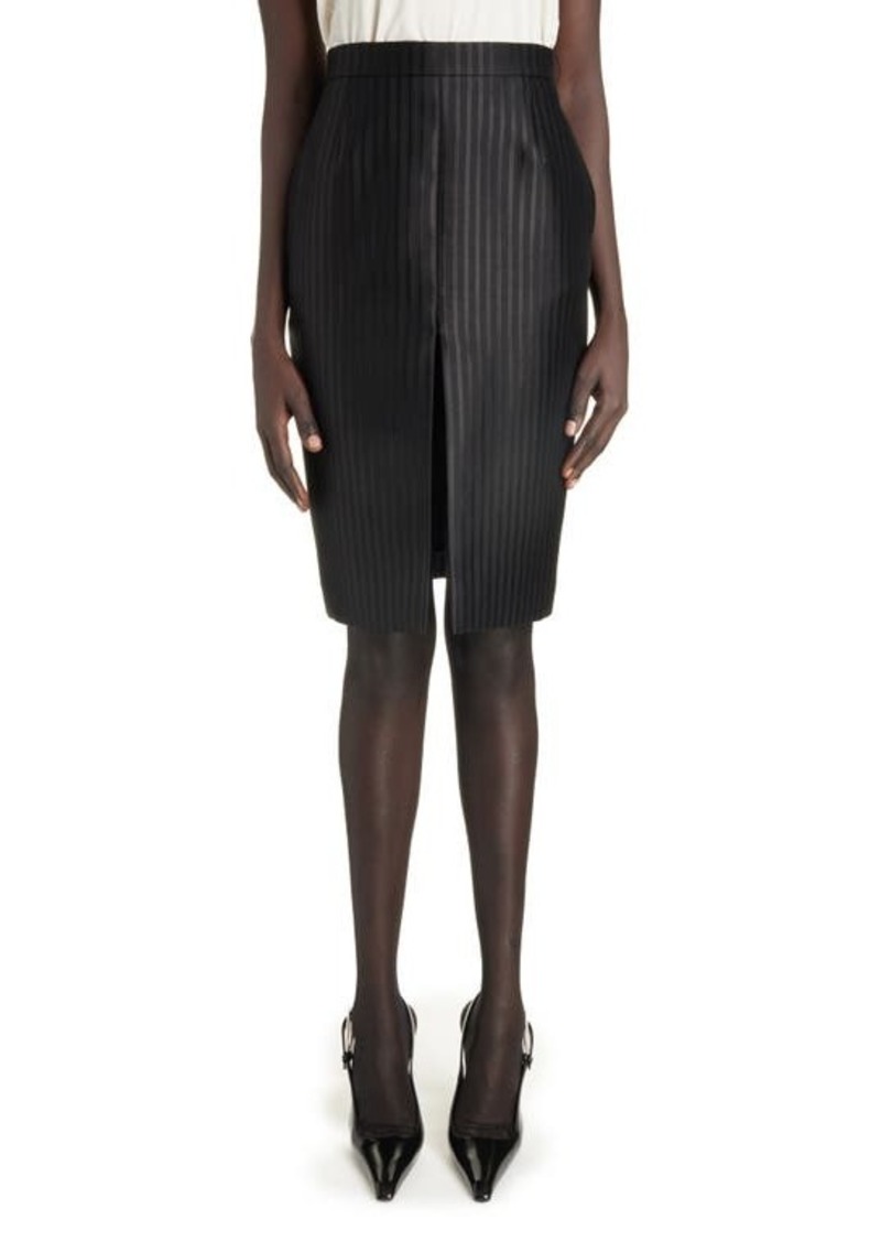 Saint Laurent Stripe Wool & Silk Skirt