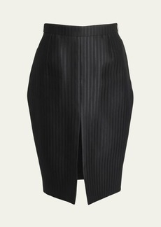 Saint Laurent Striped Pencil Skirt with Front Slit