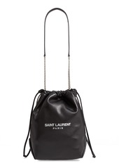 Saint Laurent Teddy Leather Bucket Bag in Noir at Nordstrom