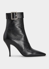 Saint Laurent Tom Goatskin Crystal-Buckle Booties