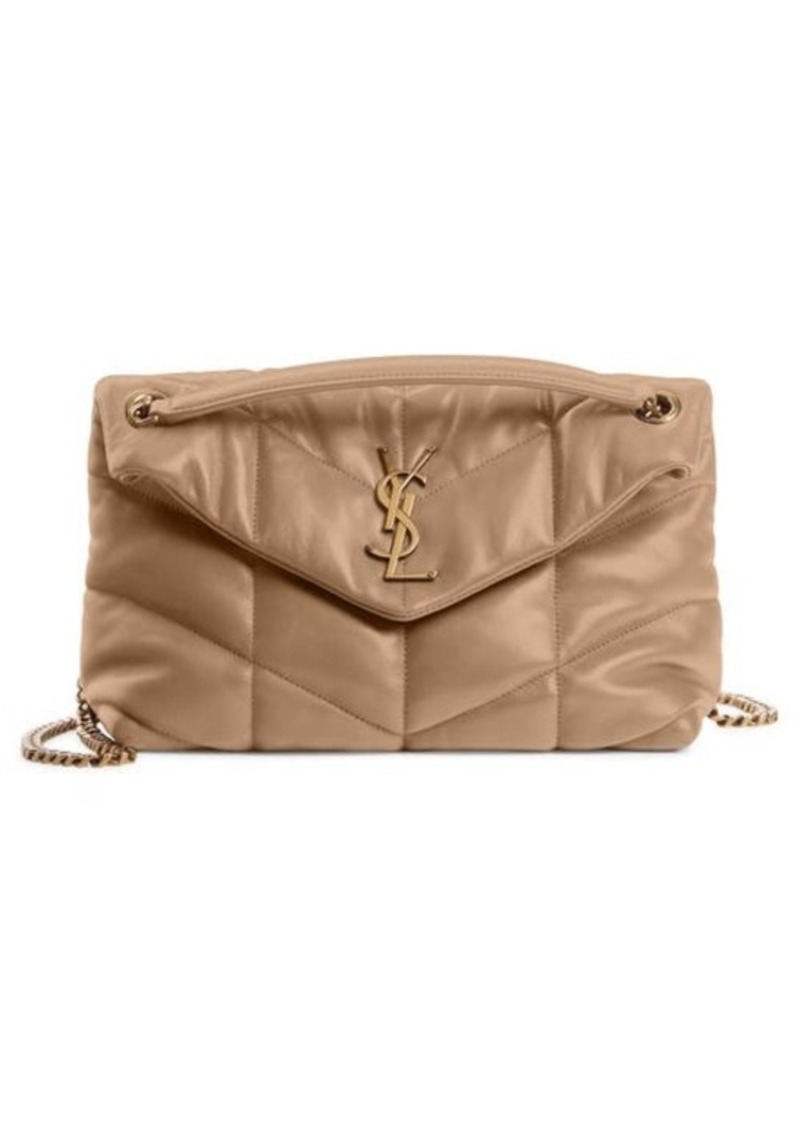 Saint Laurent Toy Loulou Puffer Quilted Leather Crossbody Bag in Dark Beige