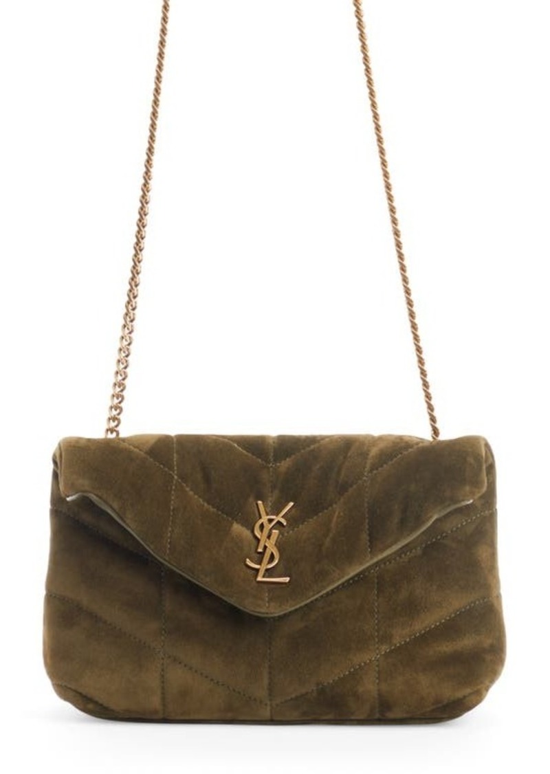 Saint Laurent Toy Loulou Puffer Quilted Suede Shoulder Bag