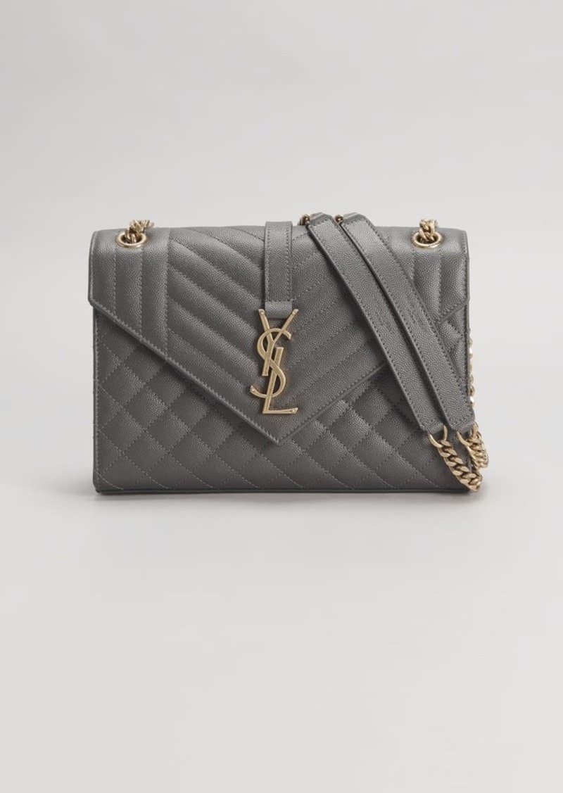 Saint Laurent Envelope Triquilt Medium YSL Shoulder Bag in Grained Leather