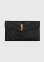 Saint Laurent Uptown YSL Pouch in Croc-Embossed Leather