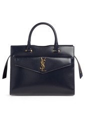 Saint Laurent Uptown Small Cabas Leather Satchel in Noir at Nordstrom