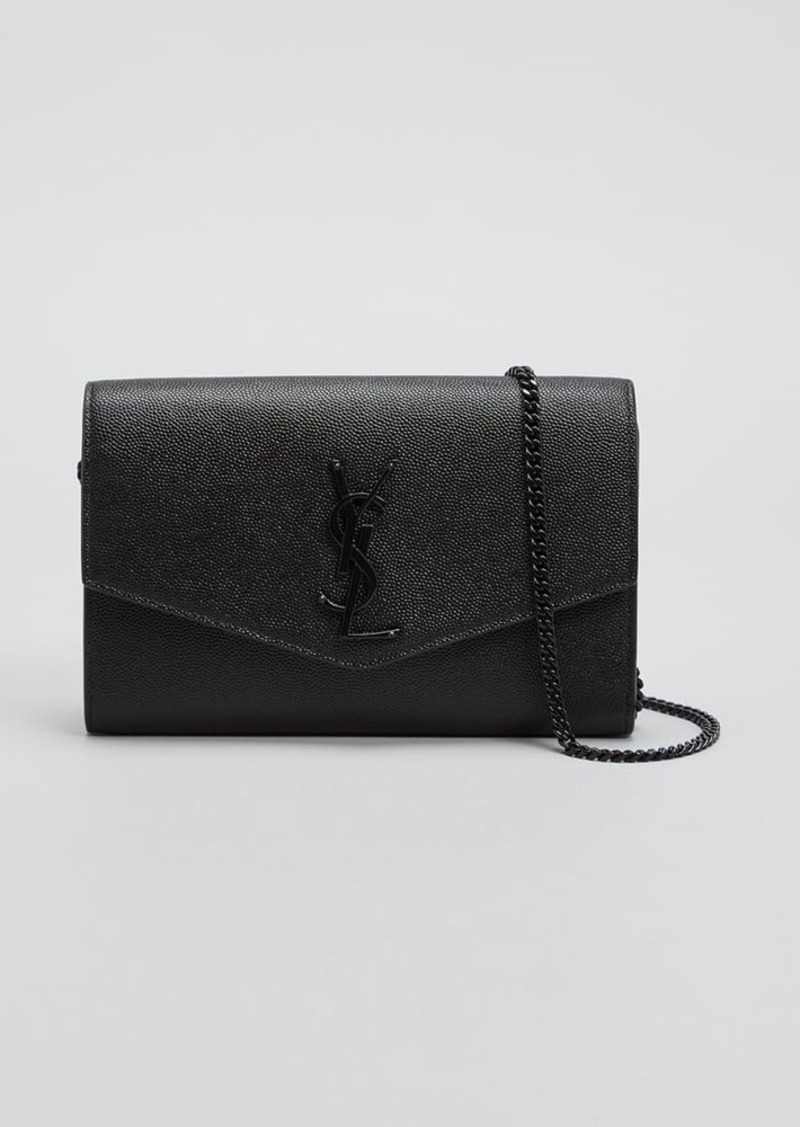 Saint Laurent Uptown YSL Wallet on Chain in Grained Leather