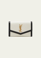 Saint Laurent Uptown YSL Bicolor Leather Wallet on Chain