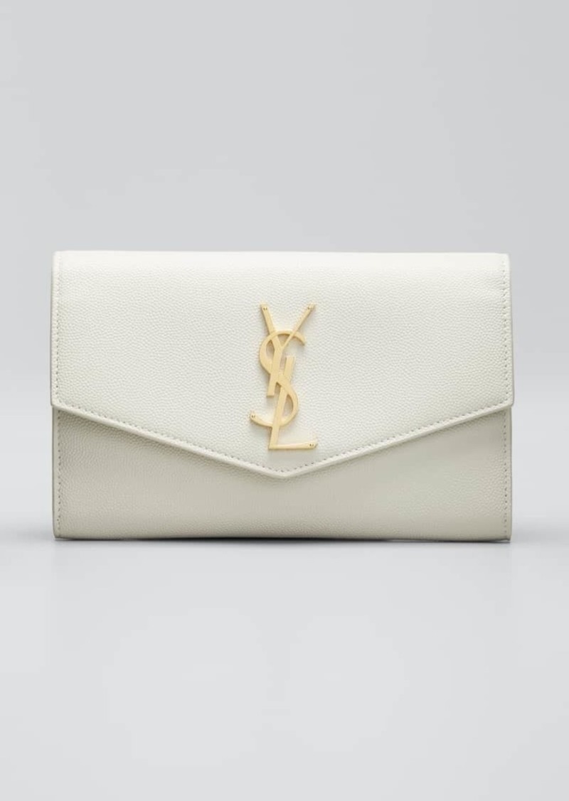 Saint Laurent Uptown YSL Wallet on Chain in Grained Leather