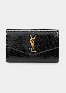 Saint Laurent Uptown YSL Wallet on Chain in Python Embossed Leather