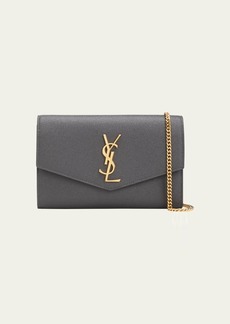 Saint Laurent Uptown YSL Wallet on Chain in Grained Leather