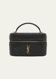 Saint Laurent Gabby Mini Vanity Case in Quilted Leather with Gold Hardware