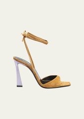 Saint Laurent Vitti Suede Ankle-Wrap Sandals