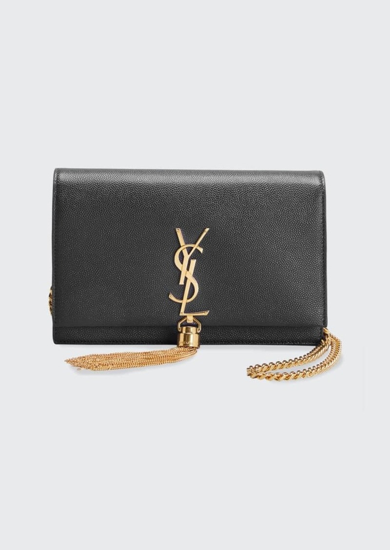 Saint Laurent Kate Tassel YSL Wallet on Chain in Grained Leather