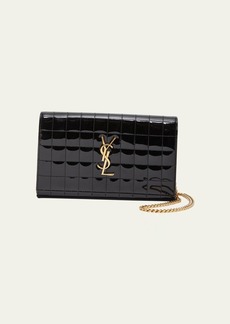 Saint Laurent Cassandre YSL Wallet on Chain in Quilted Patent Leather